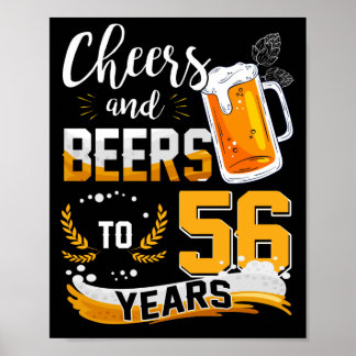 Poster Soirée 56e Anniversaire Salue Et Bières À 56 Ans