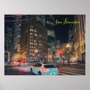 Poster Soirée animée de San Francisco Cityscape
