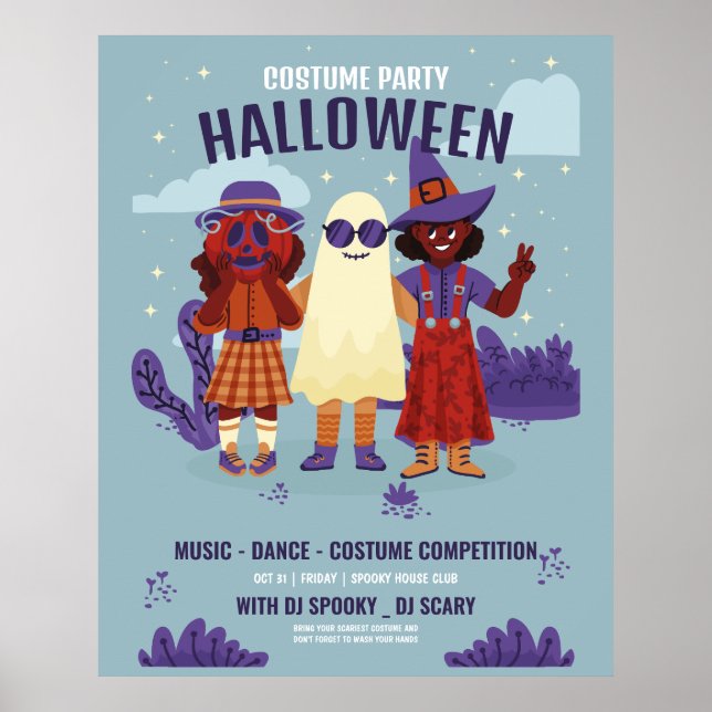 Poster Soirée costumée d'Halloween, Nuit d'Halloween (Devant)