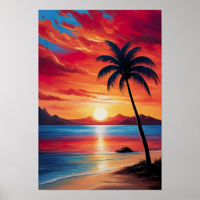 Poster Soirée Crimson au bord de la plage (Devant)