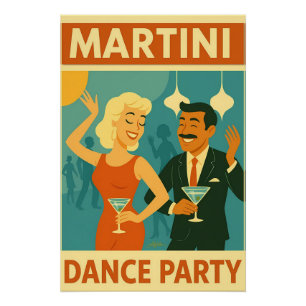 Poster Soirée Dansante Martini du Milieu de Siècle