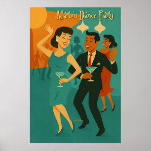 Poster Soirée Dansante Martini du Milieu du Siècle