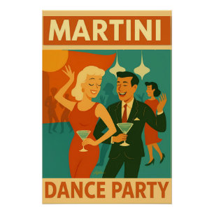 Poster Soirée Dansante Martini du Milieu du Siècle