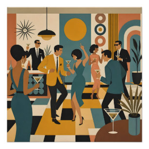 Poster Soirée Dansante Martini du Milieu du Siècle