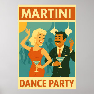Poster Soirée Dansante Martini du Milieu du Siècle