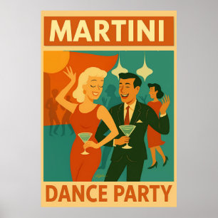 Poster Soirée Dansante Martini du Milieu du Siècle