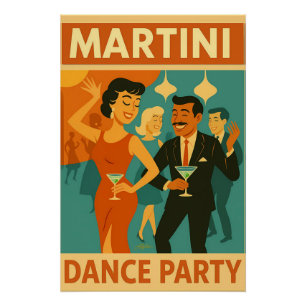Poster Soirée Dansante Martini Milieu du Siècle