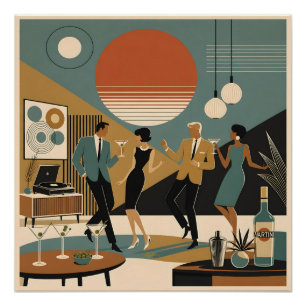 Poster Soirée Dansante Martini Vibes Californiennes du Mi