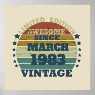 Poster Soirée de 40 ans vintage personnalisée