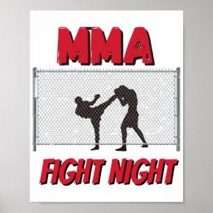 Poster Soirée de combat de MMA texte et silhouette de deu