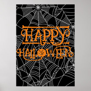Poster Soirée de fête d'Halloween au croissant de lune en