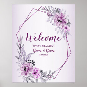 Poster Soirée de mariage rose Floral Violet violet violet
