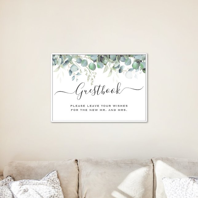 Poster Soirée de mariage simple Eucalyptus Green (Simple Eucalyptus Greenery Wedding Party Supplies)