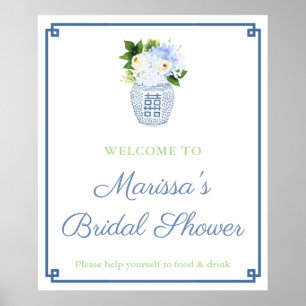 Poster Soirée élégante Bleu Vert Gingembre Jar Douche