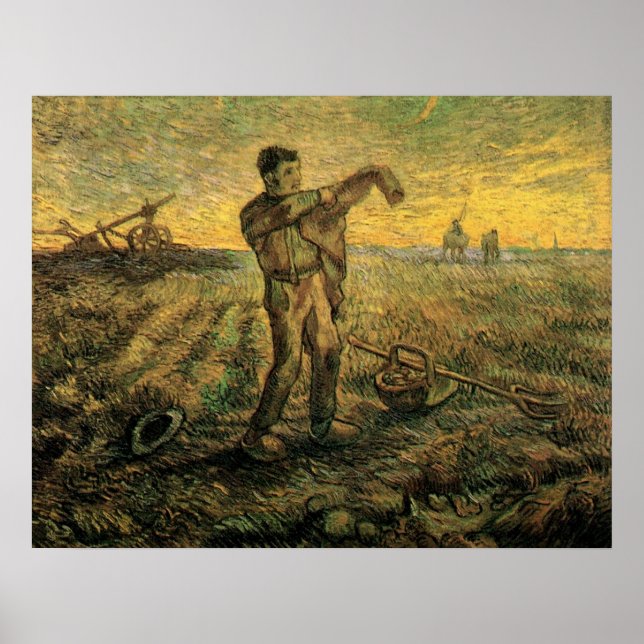Poster Soirée - Fin de journée par Vincent van Gogh (Devant)