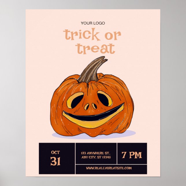 Poster Soirée Halloween Trick Or Treat, Nuit d'Halloween  (Devant)