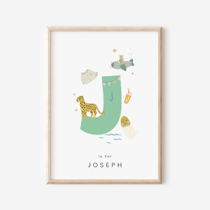 Poster Soirée infirmière personnalisée Alphabet Lettre J