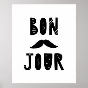Poster Soirée moderne Scandi Bon Jour
