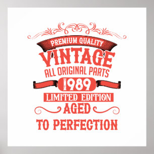 Poster Soirée personnalisée vintage de 35 ans