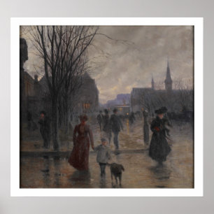 Poster Soirée pluvieuse sur l'avenue de Hennepin, c.1902