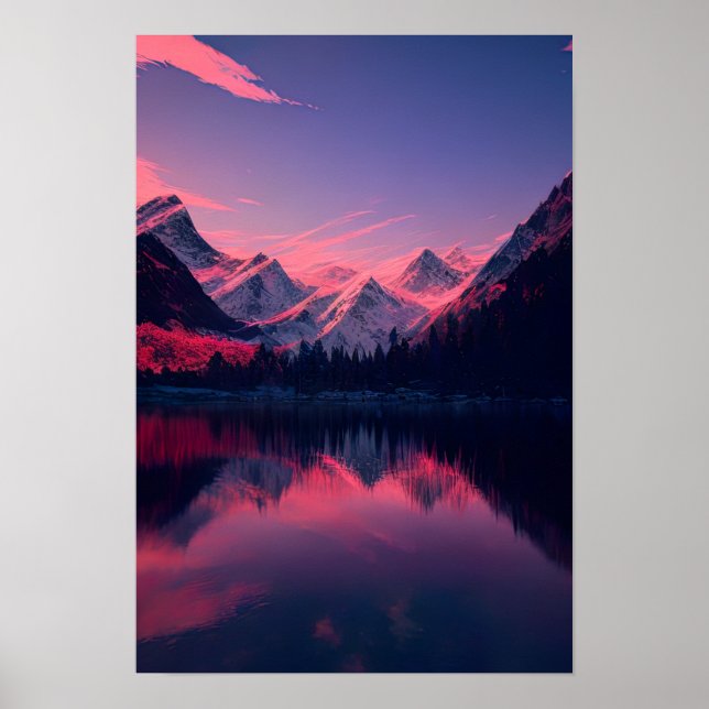 Poster Soirée rose au lac (Devant)