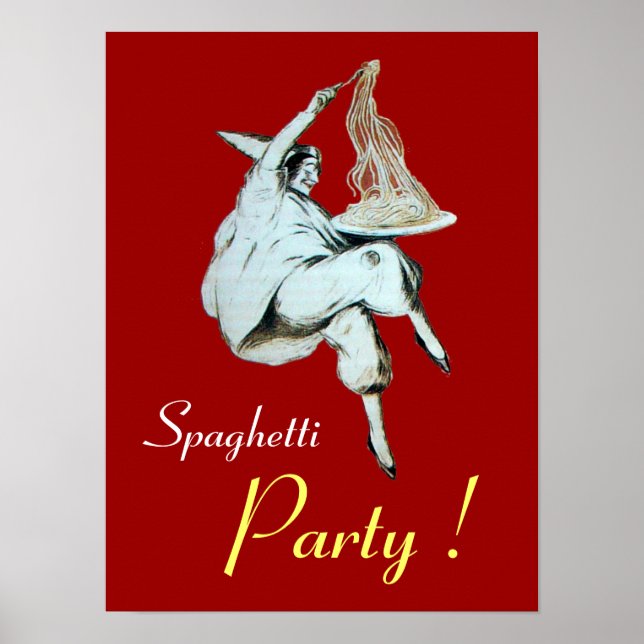 Poster SOIRÉE SPAGHETTIS, CUISINE ITALIENNE, rouge (Devant)