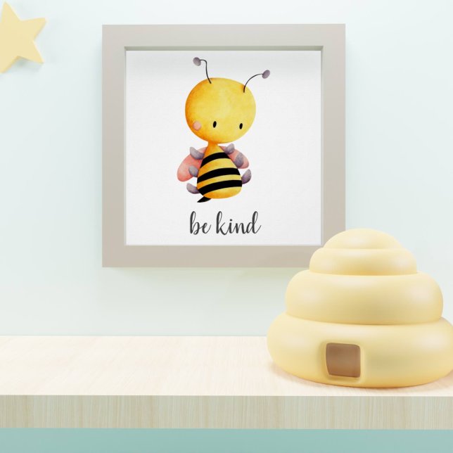 Poster Sois gentil Pouponnière d'abeilles jaune et rose (Créateur téléchargé)