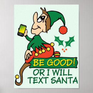 Poster Sois sage dit l'elfe de Noël
