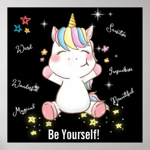Poster Sois Toi-Même ! La licorne magique. Modifiable
