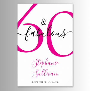 Poster Soixante ans et Fabuleux Rose Fête d'anniversaire