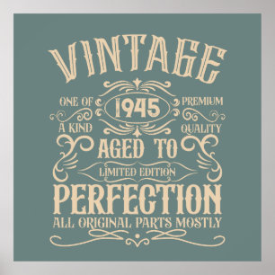 Poster Soixante-dix vintages fête du 80e anniversaire
