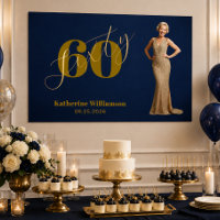 Soixante Élégant Bleu & Or 60e Anniversaire