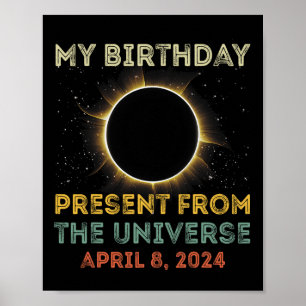 Poster Solar Eclipse 2024 Anniversaire présent 4.8.24 Tot