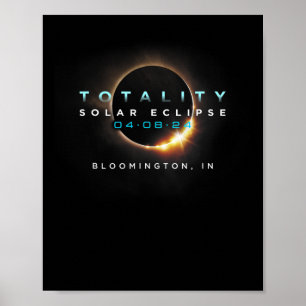 Poster Solar Eclipse 2024 Bloomington Au total 04-08-2