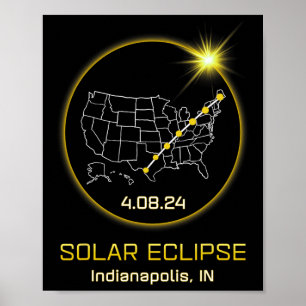 Poster Solar Eclipse 2024 Indianapolis In Indiana Totalit