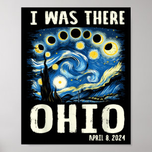 Poster Solar Eclipse 2024 Ohio - Peinture nocturne étoilé