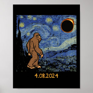 Poster Solar Eclipse Bigfoot Starry Night Sasquatatatts M