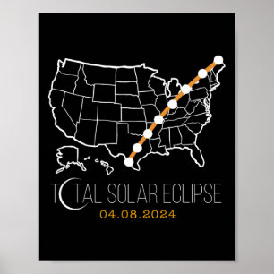 Poster Solar Eclipse Shirt 2024 Chemin De Totalité Usa Ma