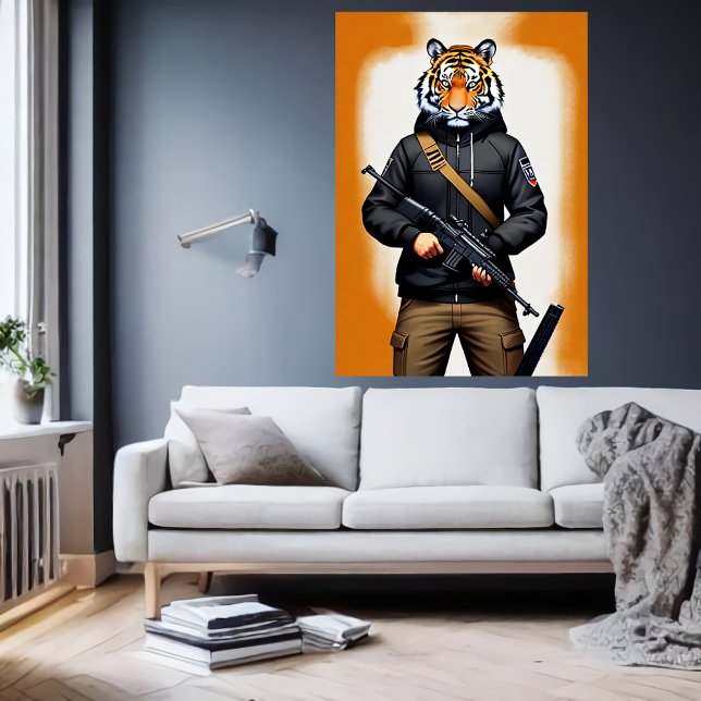 Poster Soldat anthropomorphique du tigre | Art AI (Créateur téléchargé)