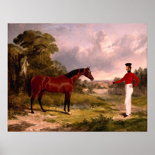 Poster Soldat avec un cheval d'officier (Devant)