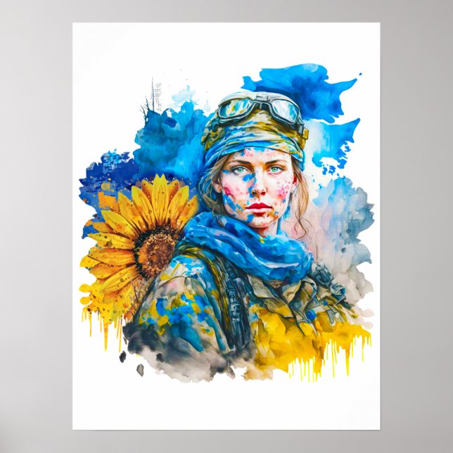 Poster Soldat de la guerrière ukrainienne (Devant)