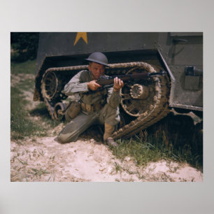 Poster Soldat de la Seconde Guerre mondiale agenouillé av