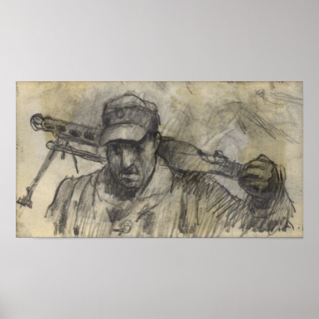 Poster Soldat marchant avec MG (Devant)