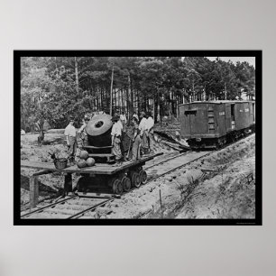 Poster Soldats avec canon sur une voiture 1864