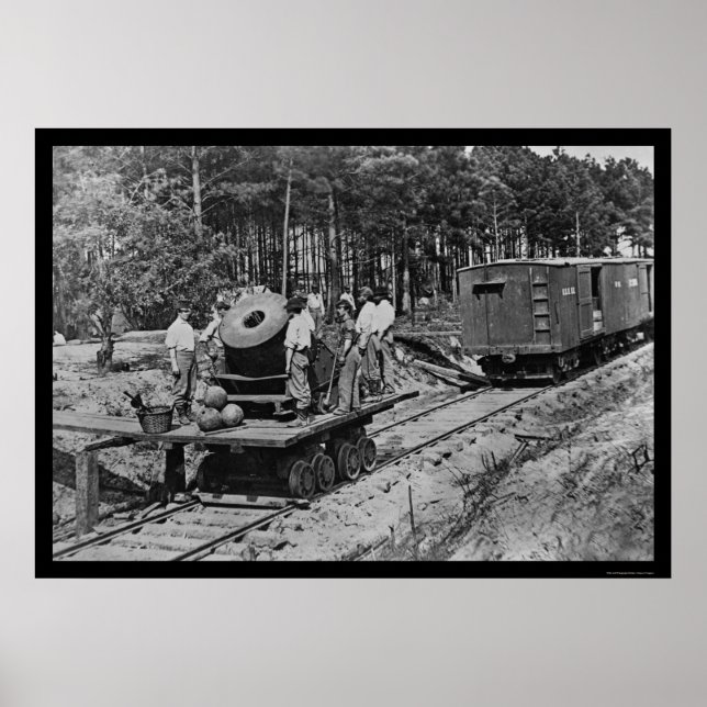 Poster Soldats avec canon sur une voiture 1864 (Devant)