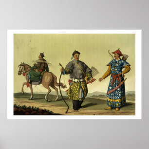 Poster Soldats de drapeaux du Mongolian huit du milita de
