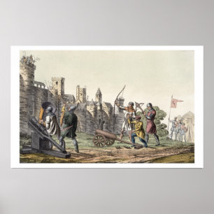 Poster Soldats et artillerie du XVème siècle, plat