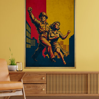 Poster Soldats héroïques Rétro Armée Propagande Art