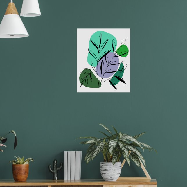 Poster Solde botanique : Feuilles et formes Abstraites (Salon 1)
