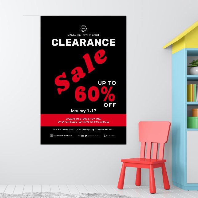 Poster Solde Vente Magasin Affaires Remise Noir (Pépinière 1)